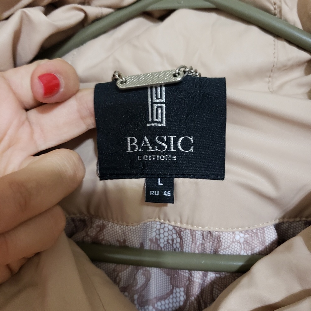 Beige Jacket Basic Editions Size 46, Large 6-8 - image 5
